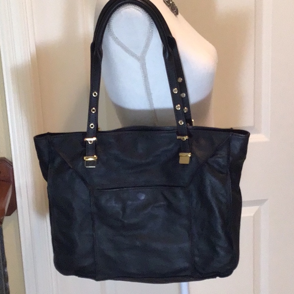 black leather tote bag. NWOT